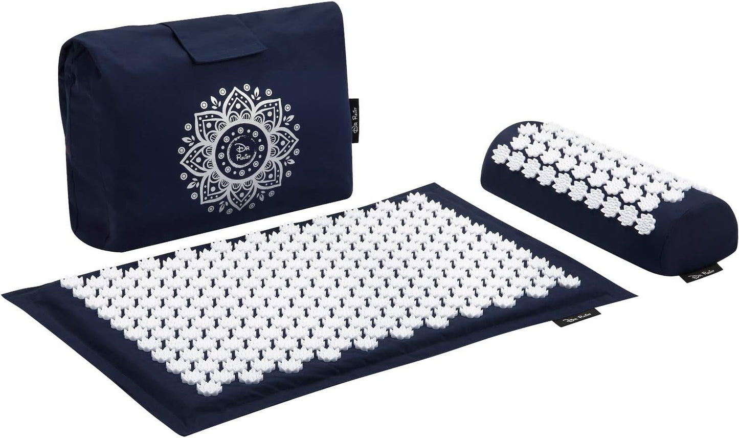 Acupressure Mat 28" X 17" - Shiatsu Intervention Mat & Pillow Gift Set - Quick Back & Neck Pain Relief for Men & Women, Cushion for Sciatica, Trigger Point Therapy, Stress Relief