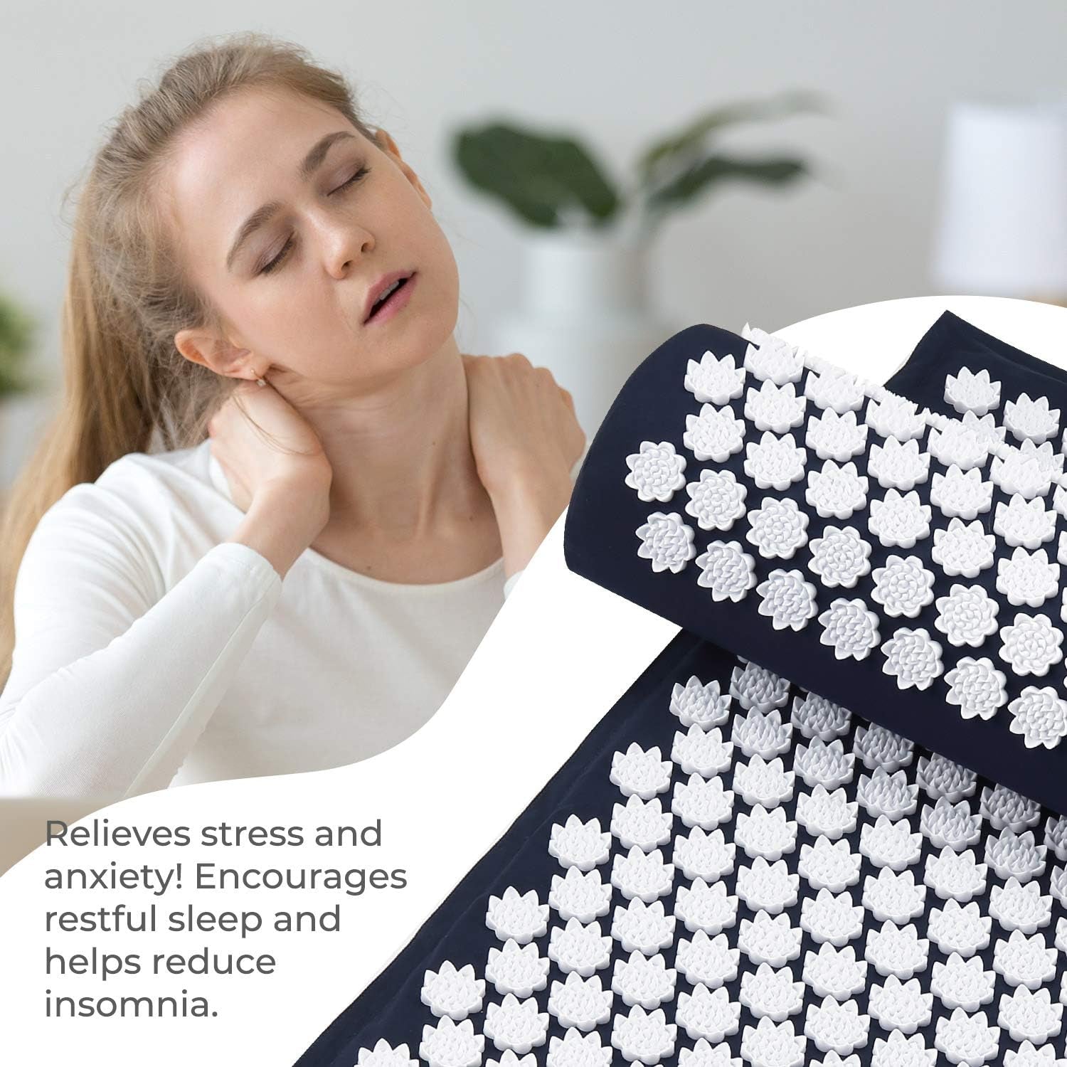 Acupressure Mat 28" X 17" - Shiatsu Intervention Mat & Pillow Gift Set - Quick Back & Neck Pain Relief for Men & Women, Cushion for Sciatica, Trigger Point Therapy, Stress Relief